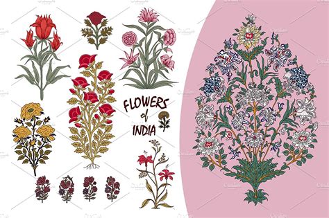 Vector Indian Floral Motifs Illustrations Creative Market