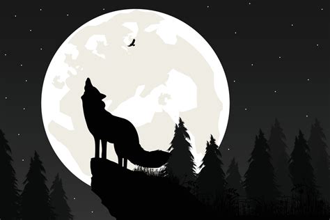 cute wolf and moon silhouette graphic 7461644 Vector Art at Vecteezy