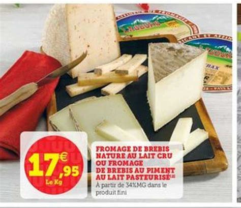 Promo Fromage De Brebis Nature Au Lait Cru Ou Fromage De Brebis Au