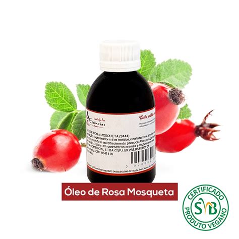 Óleo de Rosa Mosqueta VEGANO 100 Puro 100ml Usar em massagem cremes