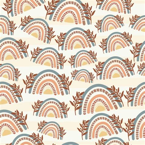 Premium Vector Boho Rainbow Earth Tones Seamless Pattern