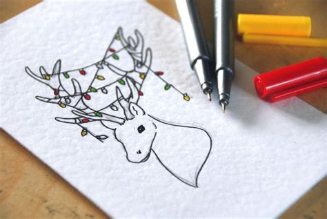 Hand Drawn Christmas Cards + Free Downloads | Artesanato cartão de ...