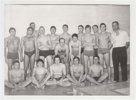 Shirtless Swimmers Swimming Team Posing With Coach Vintage 70s Photo P29638 1 1858104730