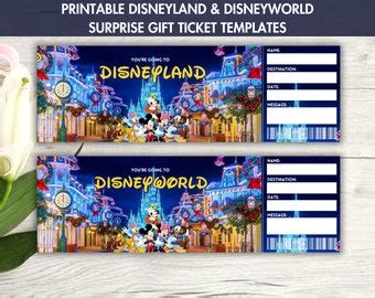 Printable Disneyland Surprise Ticket Template Disneyworld Ticket Gift