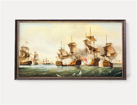 Sea Battle Print Battleship Wall Art Fine Nautical Art Etsy