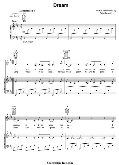 Dream Sheet Music Priscilla Ahn - ♪ SHEETMUSIC-FREE.COM