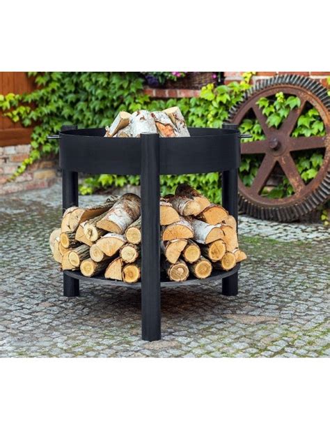 Brasero de jardin SOLAFA XL avec range bois en acier Braséro seul Ø