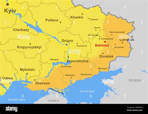 Bakhmut Hot Spot Of War In Map Of Southeast Of Ukraine Territory