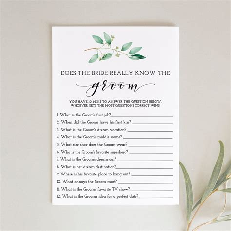 How well does the bride know the groom bride groom game bridal shower