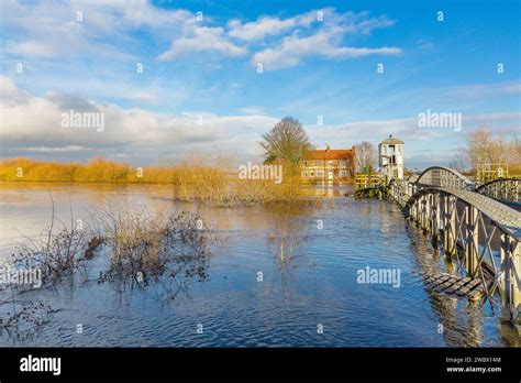 Cawood, North Yorkshire, UK. January 4 2024, High flood water from the River Ouse at Cawood ...