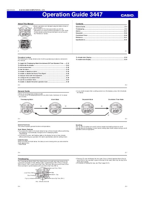 Casio Ae W Avef Instruction Manual