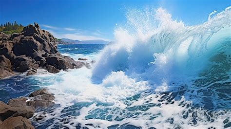 Premium Photo Large Waves Rock Surf Board Waimea Bay North Shore Oahu