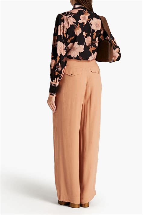 Zimmermann Pussy Bow Floral Print Silk Blend Twill Shirt The Outnet