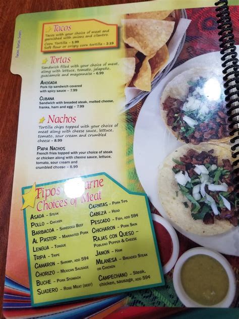 Menu At Taqueria Durango Restaurant Overland