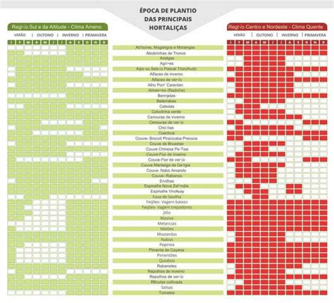 Tabela De Plantio Plantio Horta Hortas