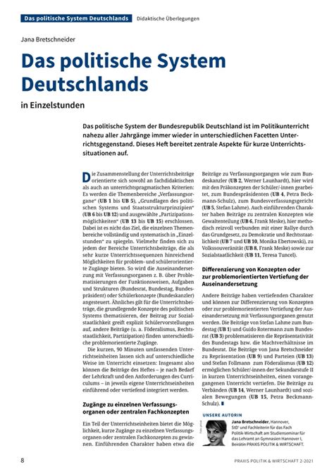 Das Politische System Deutschlands In Einzelstunden Westermann