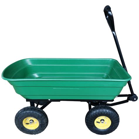 New Garden Heavy Duty Utility 4 Wheel Trolley Cart Dump Wheelbarrow