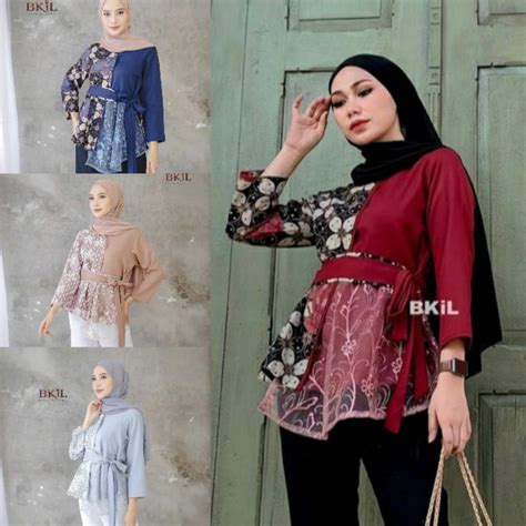 Jual Tille Blouse Baju Batik Wanita Modern Atasan Batik Kerja Wanita