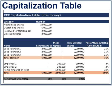 Capitalization Table For Startup Awesome Home