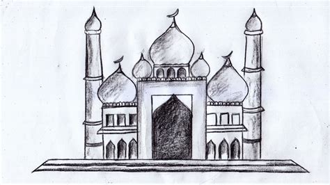 How to draw Mosque with pencil sketch || easy drawing step by step ...