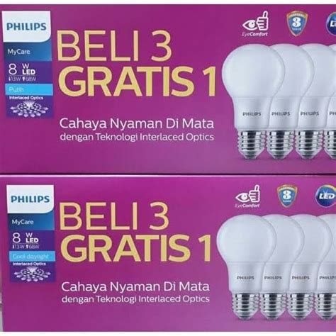 Jual Lampu Led Bulb Bohlam Philips Paket Watt Mycare Pack W