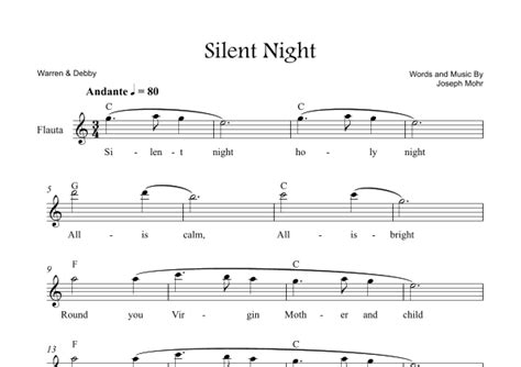 Silent Night Arr Warren And Debby By Joseph Mohr Sheet Music For Flute And Piano At Sheet Music