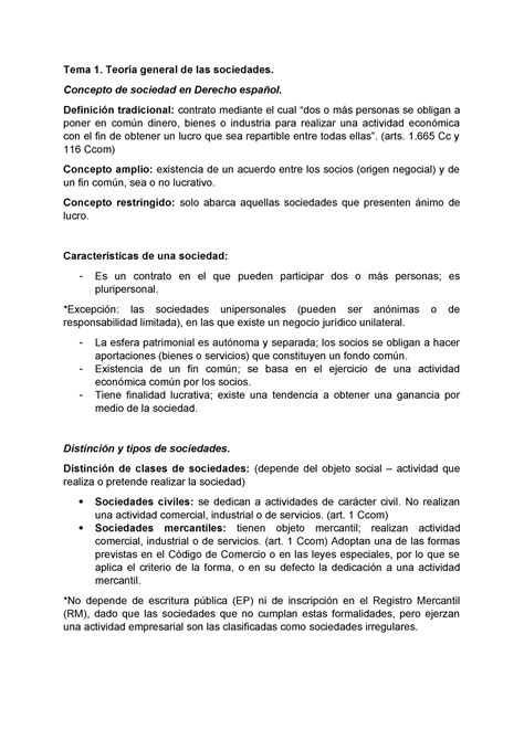 Tema Resumen Derecho Mercantil Ii Tema Teor A General De Las