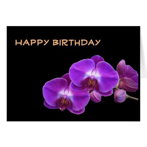 Lovely Purple Orchid Flowers Happy Birthday Card