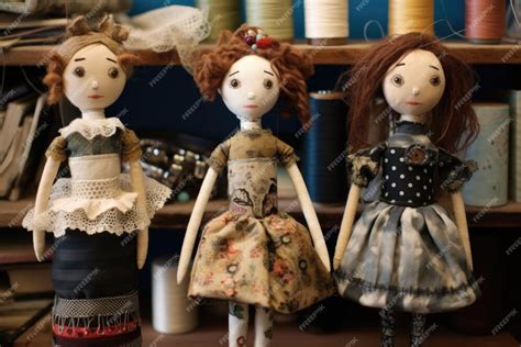 Premium Ai Image Unfinished Dolls With Fabric Buttons And Trims