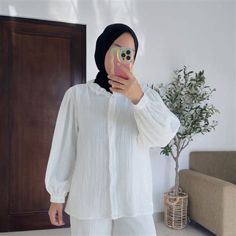 Jual Renaette Sean Blouse Korean Blouse Katun Muslin Wanita