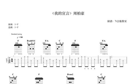 周柏豪《我的宣言》吉他谱 F调吉他弹唱谱 打谱啦