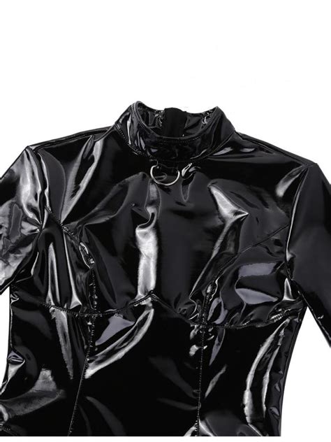 Women One Piece Wetlook Patent Leather Leotard Bodysuit Sexy Underwear