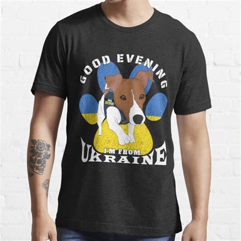 Patron Ukrainian Dog Paw Good Evening Im From Ukraine T Shirt For