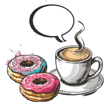 Cartoon Coffee And Donuts And Speech Bubble In Comic Book Style Donut