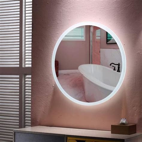 Miroir De Salle De Bains Led Grand Miroir Mural Rond Avec Fonction