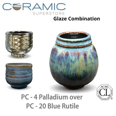 Palladium PC 04 Over Blue Rutile PC 20 Pottery Cone 5 Glaze Combination