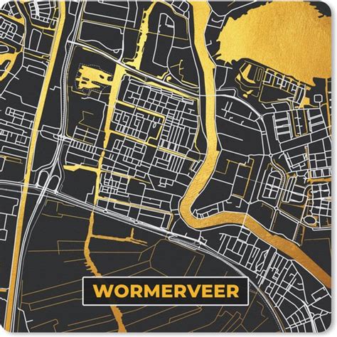 Muismat Wormerveer Kaart Stadskaart Goud Plattegrond 20x20