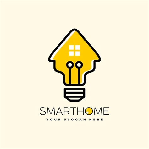 Haus Und Gl Hbirne F R Smarthome Logo Design Premium Vektor