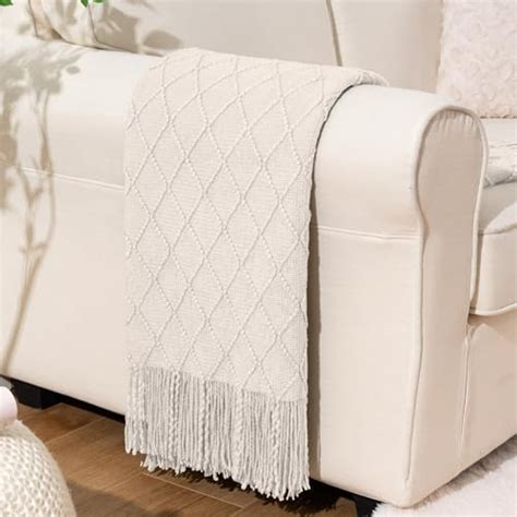 Snapklik BATTILO HOME Large Cream Throw Blanket