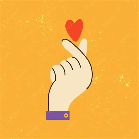 Premium Vector Stylized Hands Fold The Shape Of Heart Finger Gesture Korean Heart Sign Finger