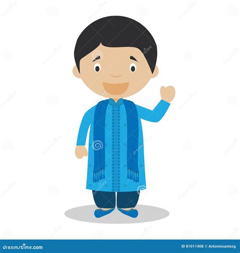 Bangladesh Kids In Traditional Costume Cartoon Vector | CartoonDealer ...