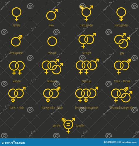 Set Of Gender Icons And Sexual Equality Stock Illustration Image