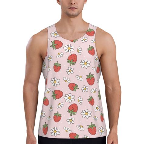 Kll Strawberry Floral Print Men S Muscle Gym Workout Stringer Tank Tops