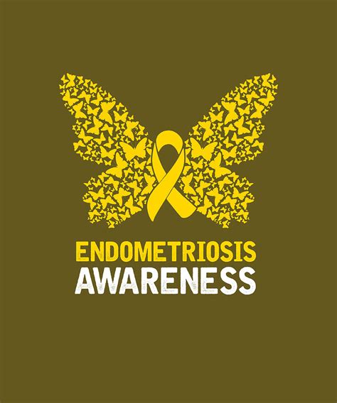 Butterfly Support Ribbon Endometriosis Awareness Digital Art By Felix