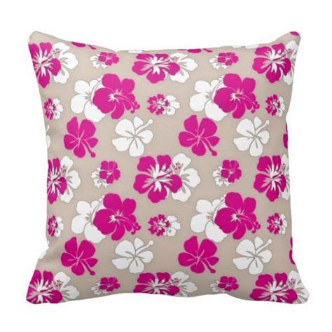 Beautiful Fuchsia And Sand Hibiscus Throw Pillow By Pillowpretty