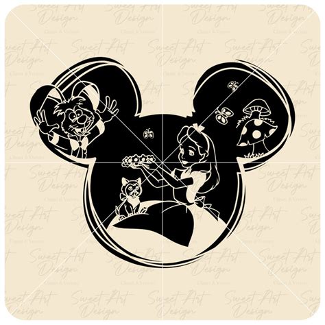 Alice In Wonderland Svg Mouse Head Svg For Dark Background Etsy