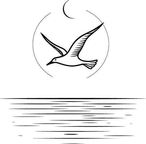 Simple Line Art Logo Of A Bird Flying Over Water 47620344 Vector Art