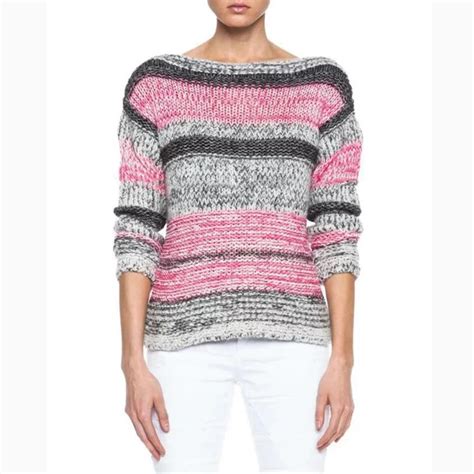 Women Sweaters Pullovers Multicolor Striped Knitted Sweaters Long