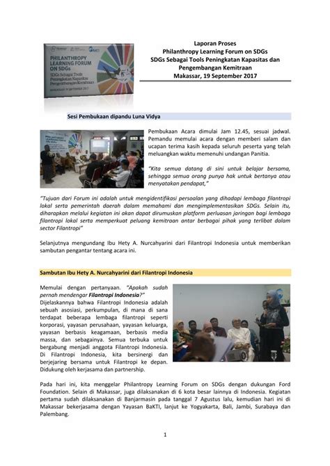 Pdf Laporan Proses Philanthropy Learning Forum On Sdgs Filantropi Or