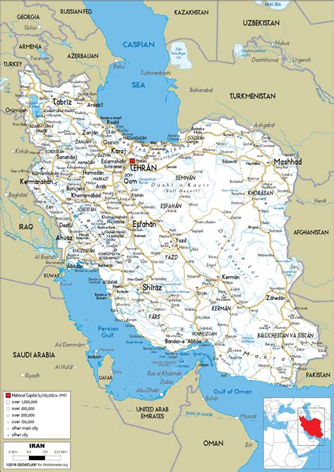 Large size Road Map of Iran - Worldometer